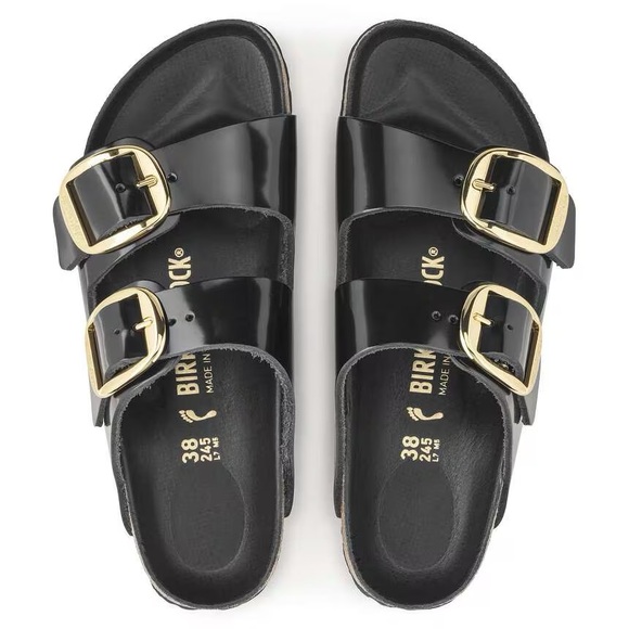 Birkenstock Shoes - Size 39 - Birkenstock Arizona Big Buckle - Black Patent Leather Sandals